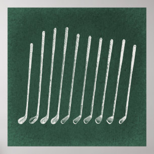 Antike Golfschläger Golfkunst im Vintage-Stil auf Poster