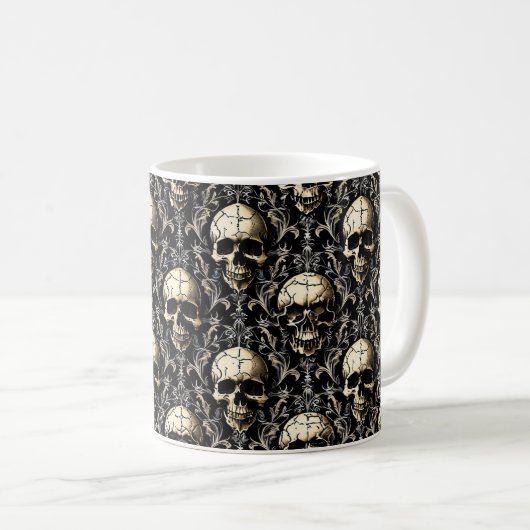 Antike Gothic Skulls Kaffeetasse (VorderseiteRechts)