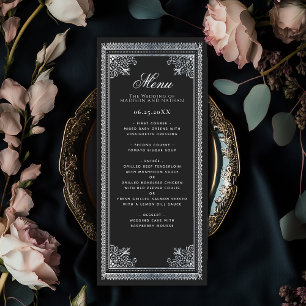 Antike gothische silberne viktorianische Hochzeit Menükarte