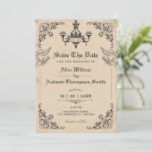 Antike gotische Bogenhochzeit Save The Date (Stehend Vorderseite)