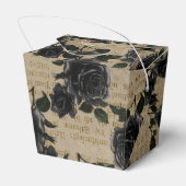 Antike gotische Schwarze Rose und Kalligraphie Geschenkschachtel (Rückseite)