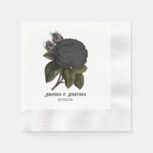 Antike gotische schwarze Rosen Hochzeit Serviette