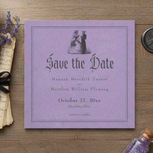 Antike gotische schwarze Toile lila Hochzeit Save The Date