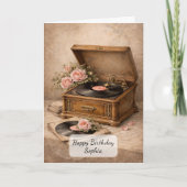 Antike Grammophon mit Rosen Karte (Vorderseite)