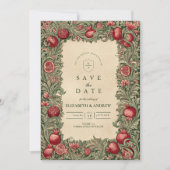 Antike Granatapfel-Gartenhochzeit Save The Date (Vorderseite)