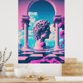 Antike Grandeur: Vaporwave-Erkundung der Schönheit Poster (Küche)