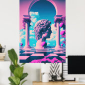 Antike Grandeur: Vaporwave-Erkundung der Schönheit Poster (Heimbüro)