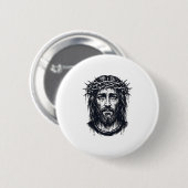 Antike Gravur Dornenkrone Heilige Porträt  Button (Vorne & Hinten)