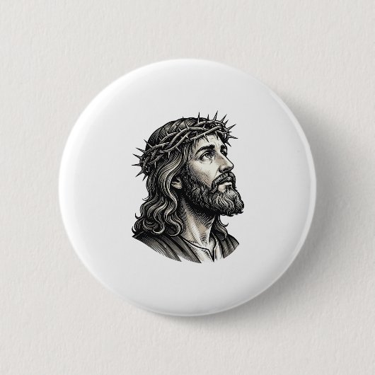 Antike Gravur Dornenkrone Porträt Design_ Button (Vorderseite)