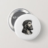 Antike Gravur Dornenkrone Porträt Design_ Button (Vorne & Hinten)