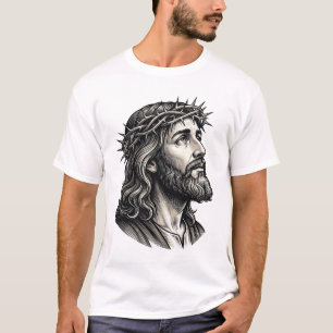 Antike Gravur Dornenkrone Porträt Design_ T-Shirt