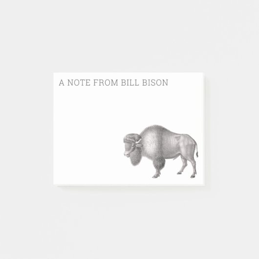 Antike Gravur eines Bisons oder Büffel-Post-it Post-it Klebezettel (Vorderseite)