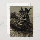 Antike Gravur Hexe auf dem Zimmer Postkarte (Vorne/Hinten)