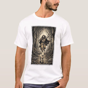 Antike Gravur Schäfer und Lamm Wald T-Shirt