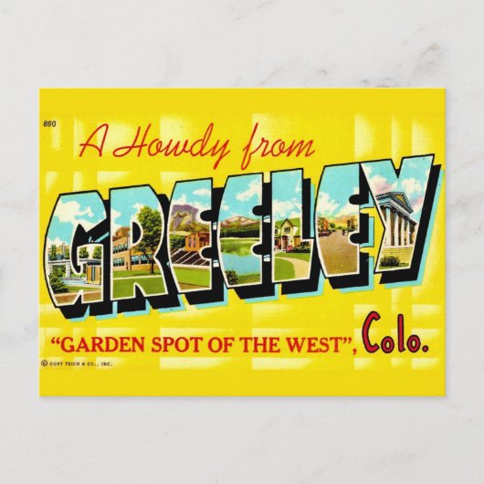 Antike Greeley CO Grußpostkarte Postkarte (Vorderseite)