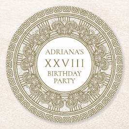 Antike Griechenland Geburtstagspartei mit Stein-El Runder Pappuntersetzer