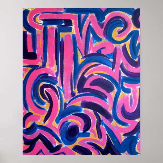 Antike griechische Graffiti-Handgemalte Abstrakte Poster (Vorne)