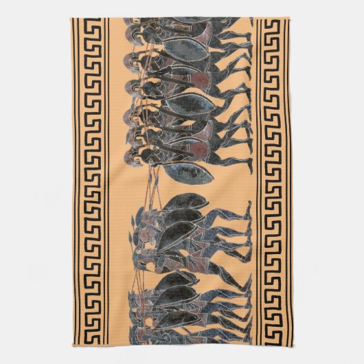 Antike griechische Hoffliken im Kampf Geschirrtuch (Vertikal)