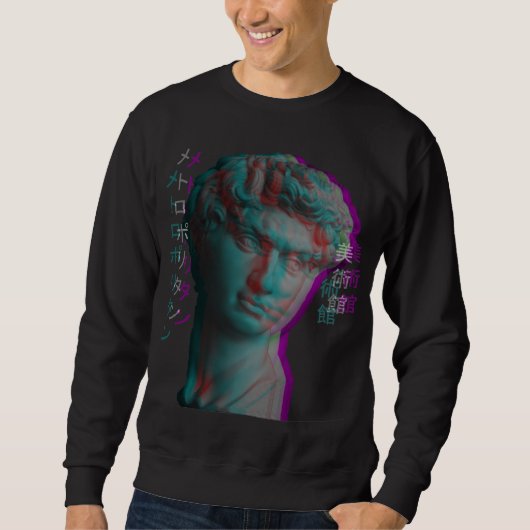 Antike griechische Skulptur Vaporwave Statue Head Sweatshirt (Vorderseite)