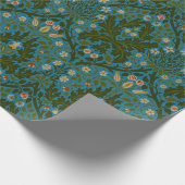 Antike Grün Blau William Morris Herbstblumen Geschenkpapier (Ecke)