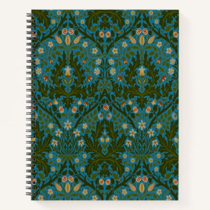 Antike Grün Blau William Morris Herbstblumen Notizblock