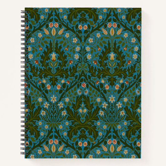Antike Grün Blau William Morris Herbstblumen Notizblock (Vorderseite)