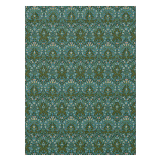 Antike Grün Blau William Morris Herbstblumen Tischdecke (Vorderseite)