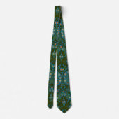 Antike Grün Blaue Herbstblumen von William Morris Krawatte (Rückseite)