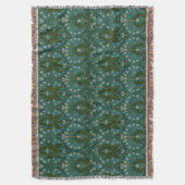 Antike grüne blaue William Morris Herbstblumen Decke (Vorderseite Vertikal)