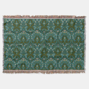 Antike grüne blaue William Morris Herbstblumen Decke