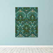 Antike grüne blaue William Morris Herbstblumen Leinwanddruck (Insitu (Holzboden))