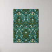 Antike grüne blaue William Morris Herbstblumen Leinwanddruck (Vorderseite)