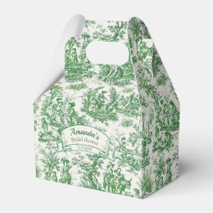 Antike grüne Blumen-Toile de Jouy Brautdusche, Geschenkschachtel