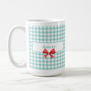 Antike grüne Gingham-Schleifen-Tasse Kaffeetasse