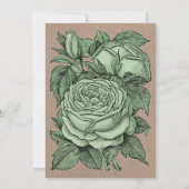 Antike grüne Rose Jahrgang Hochzeit Brautparty Einladung (Rückseite)