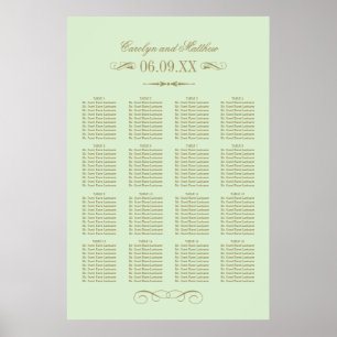 Antike grüne Sitzordnung mit Vintage-Flourish Poster