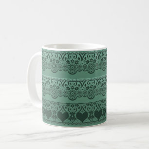 Antike grüne Spitze mit Durchbruch für Dekoration Kaffeetasse