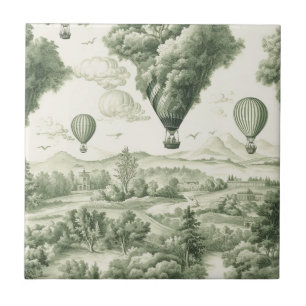 Antike grüne Toile de Jouy Idylle-Muster Fliese