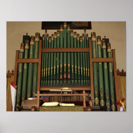 Antike grüne und goldene Pfeifenorgel 🎹 Poster