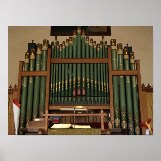 Antike grüne und goldene Pfeifenorgel 🎹 Poster (Vorne)