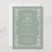 Antike Grüne Viktorianische Hochzeit Save The Date (Vorderseite)