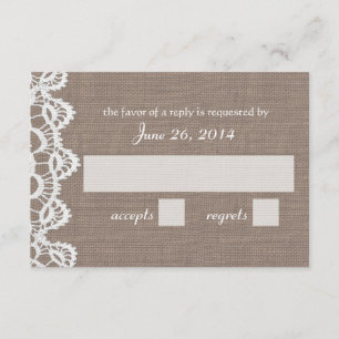 Antike Häkelspitze und Jute-RSVP RSVP Karte