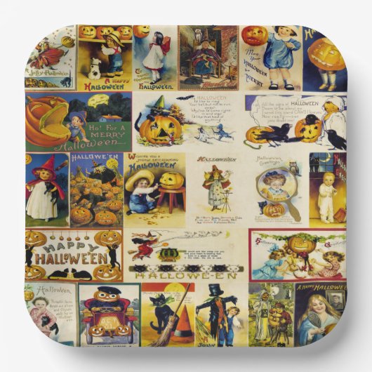Antike Halloween-Ephemera Pappteller (Vorderseite)