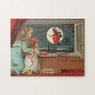 Antike Halloween-Karte aus der viktorianischen Ära Puzzle