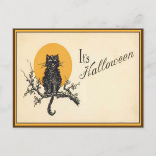 Antike Halloween-Katze-Postkarte Postkarte