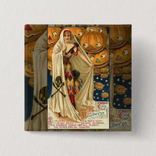 Antike Halloween-Kürbislaterne Button