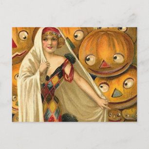 Antike Halloween-Kürbislaterne Postkarte