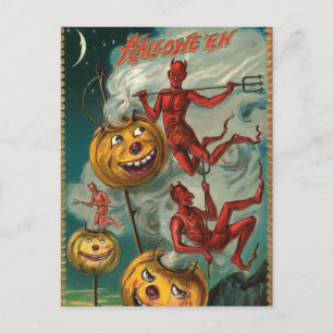 Antike Halloween-Teufel-Einladungspostkarte Einladungspostkarte