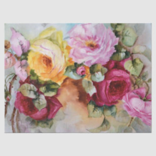 Antike handbemalte Limoges-Rosen-Geschenk-Tissue-T Seidenpapier