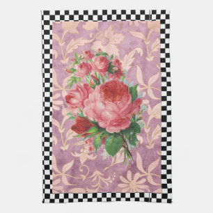 Antike Harlekin-Rosen Pink Geschirrtuch